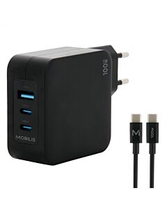 Koop Mobilis Mobilis 100w AC-adapter 1 USB - 2 USB Type-C 2m bij DroneLand!